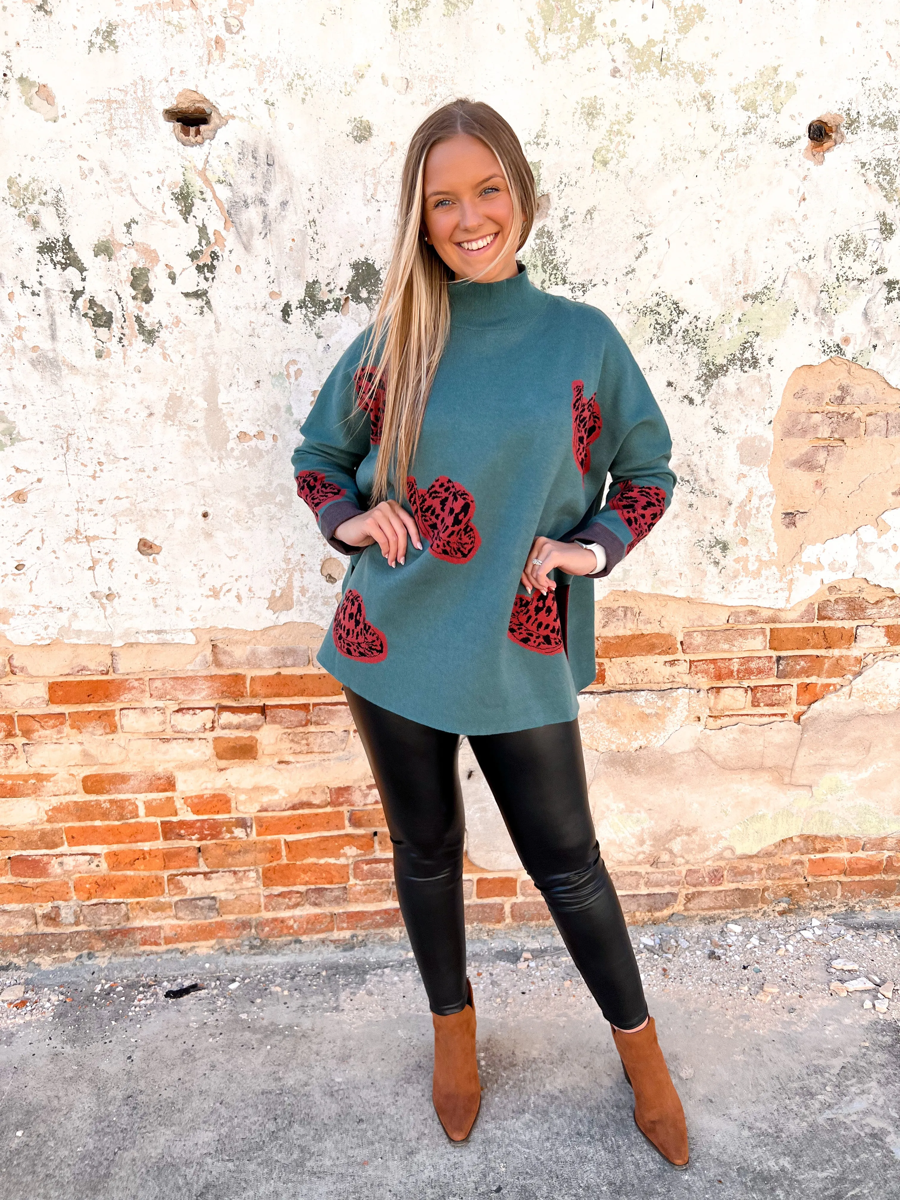Alexandra Cowboy Hat Mock Neck Long Sleeve Sweater Top