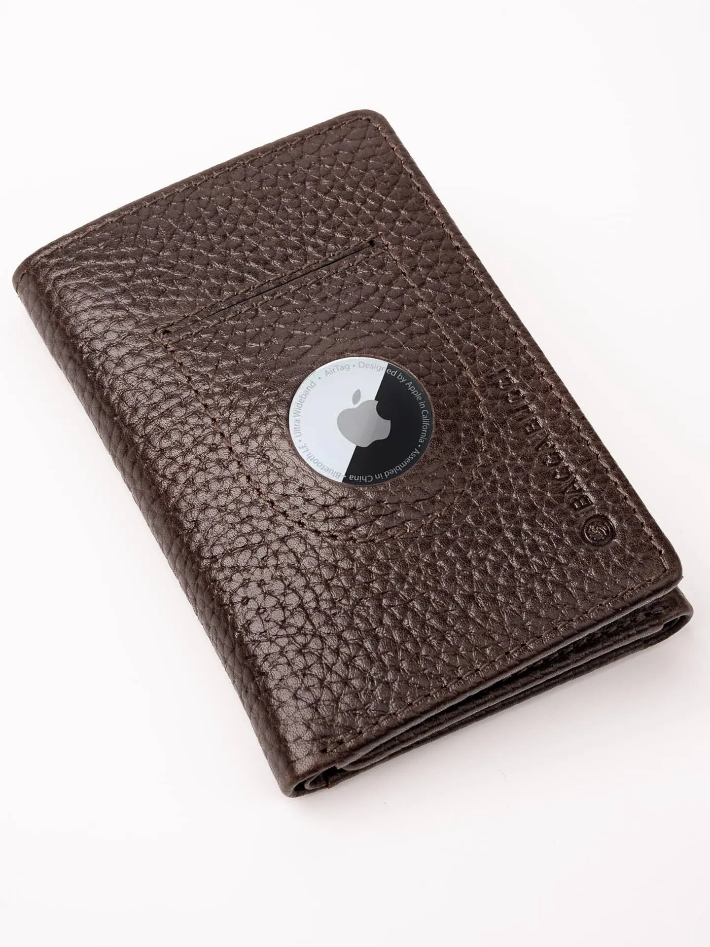 Bacca Bucci Trifold Leather Wallet with AirTag Holder (Only Wallet)
