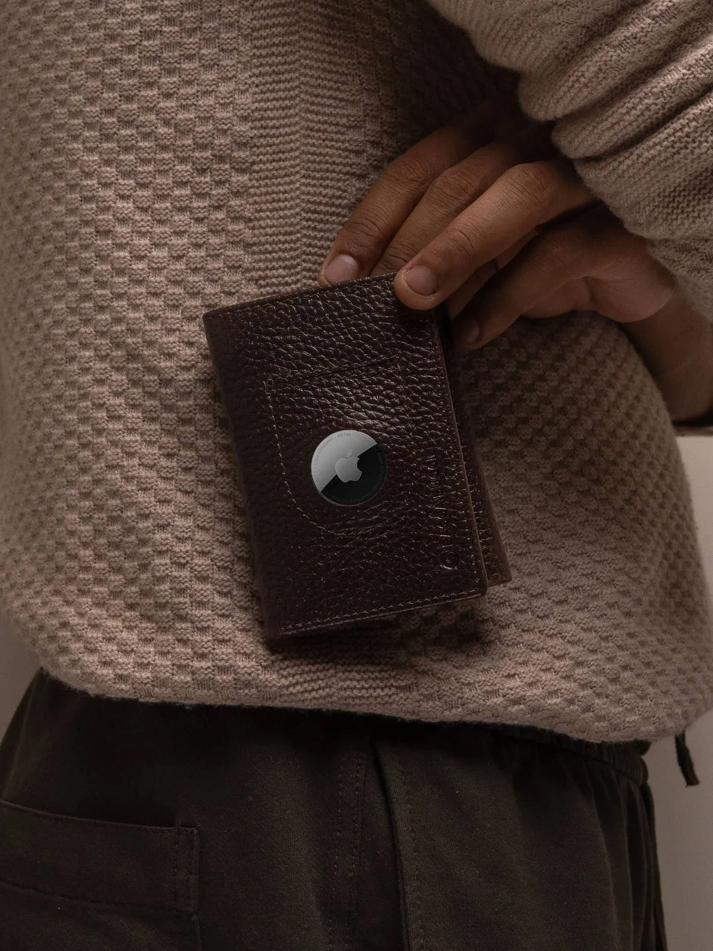 Bacca Bucci Trifold Leather Wallet with AirTag Holder (Only Wallet)