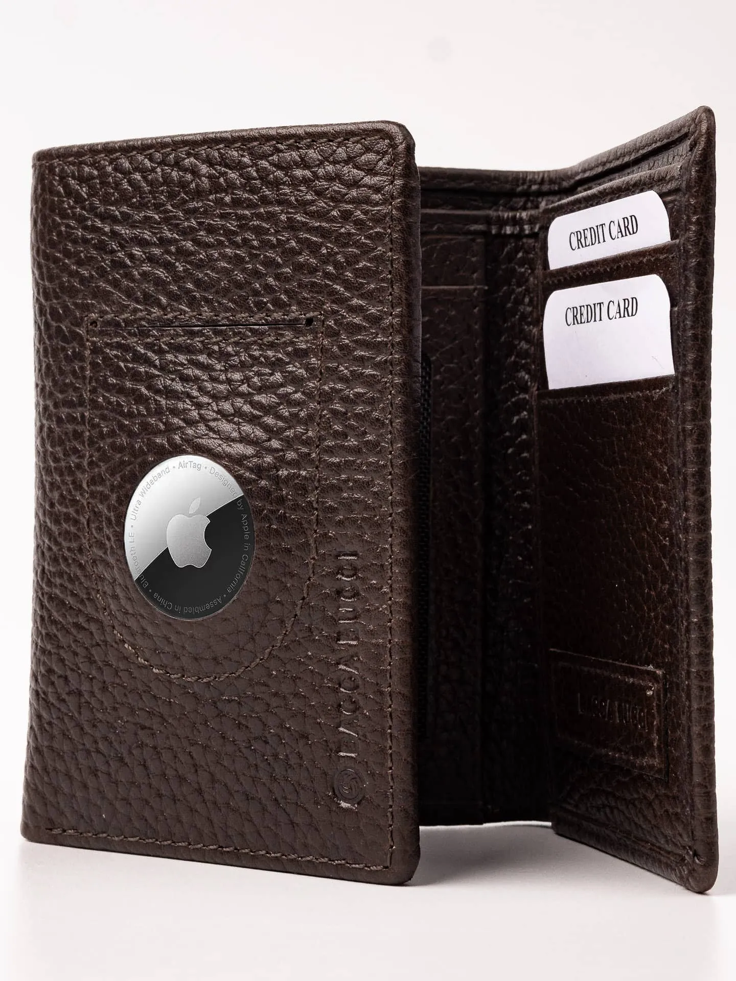Bacca Bucci Trifold Leather Wallet with AirTag Holder (Only Wallet)