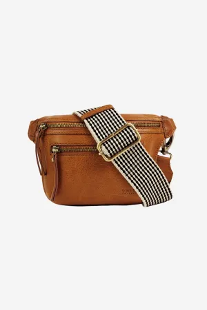 Beck's Bum Bag Cognac Checkered Stromboli Leather