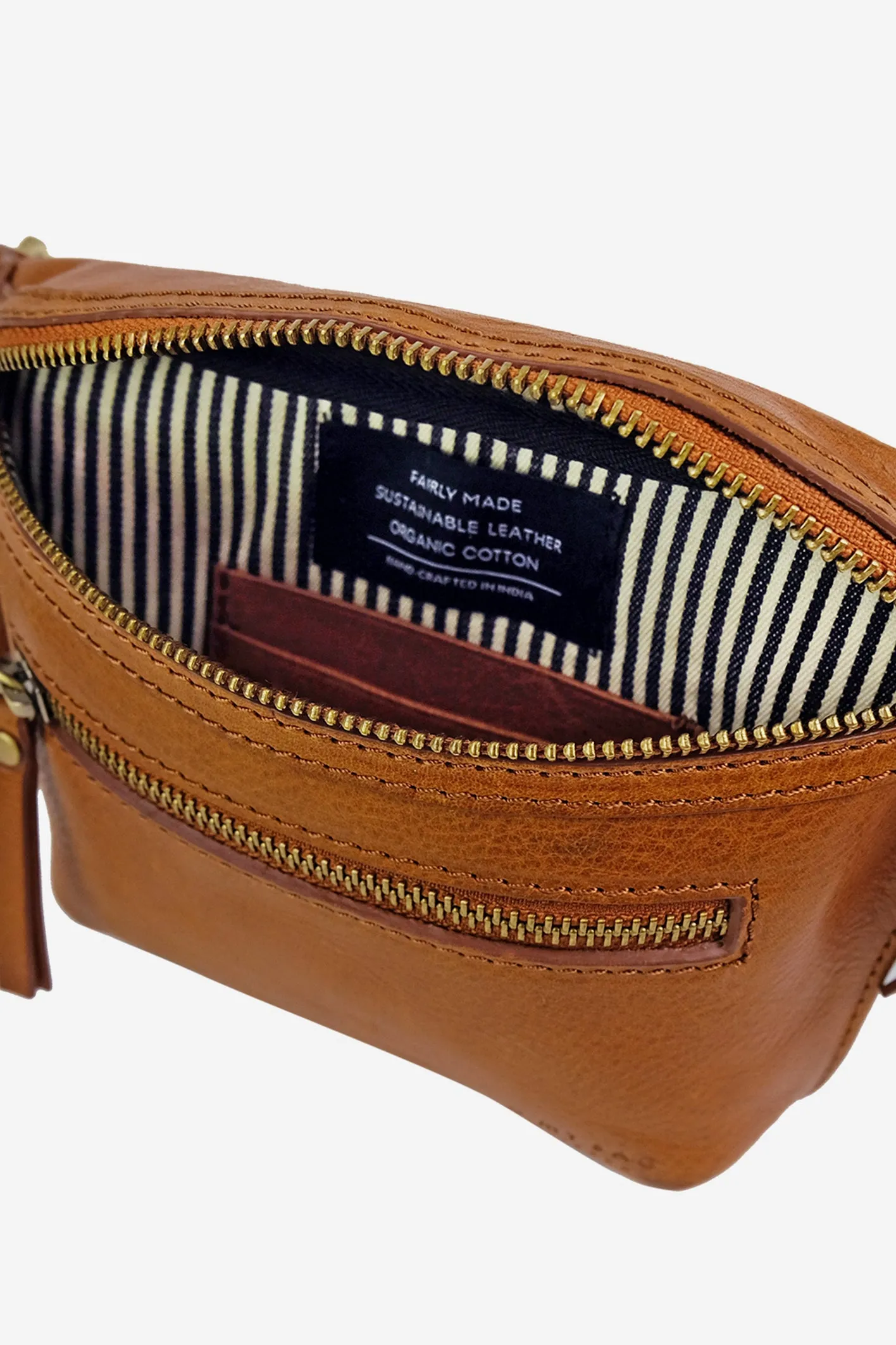Beck's Bum Bag Cognac Checkered Stromboli Leather