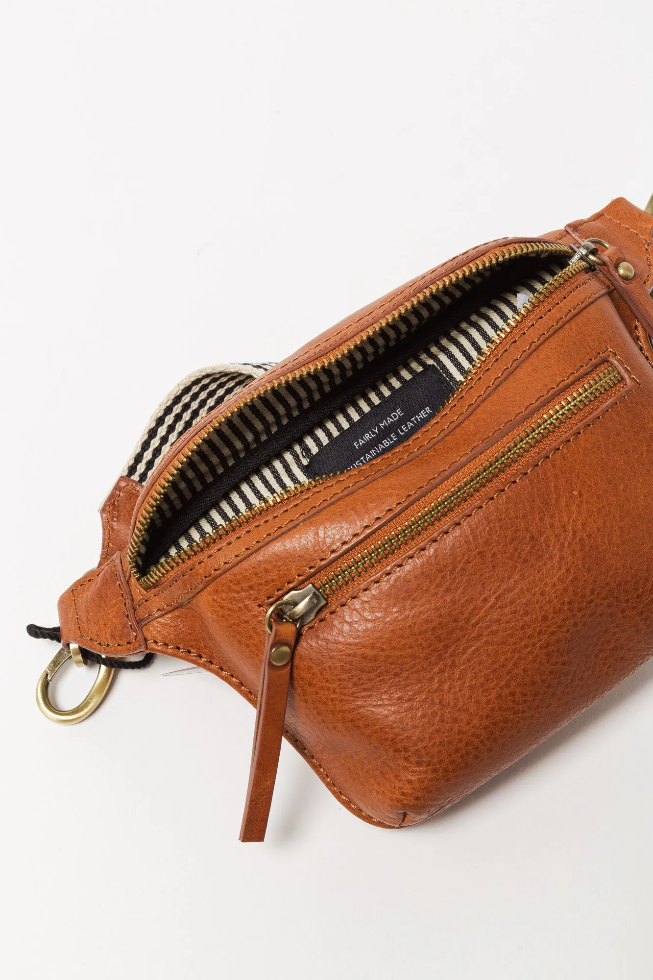 Beck's Bum Bag Cognac Checkered Stromboli Leather