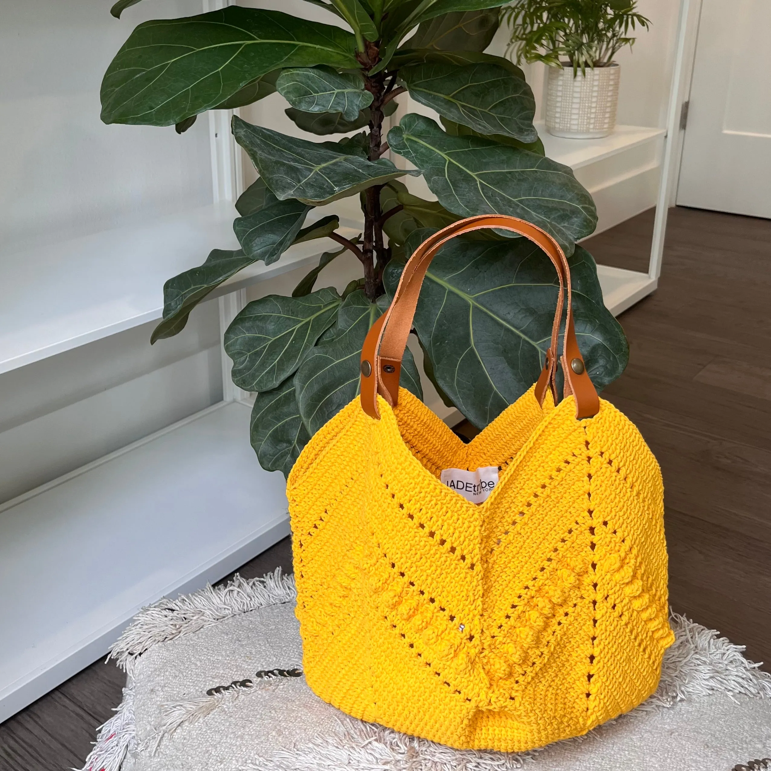 Daniela Knotted Crochet Tote Yellow