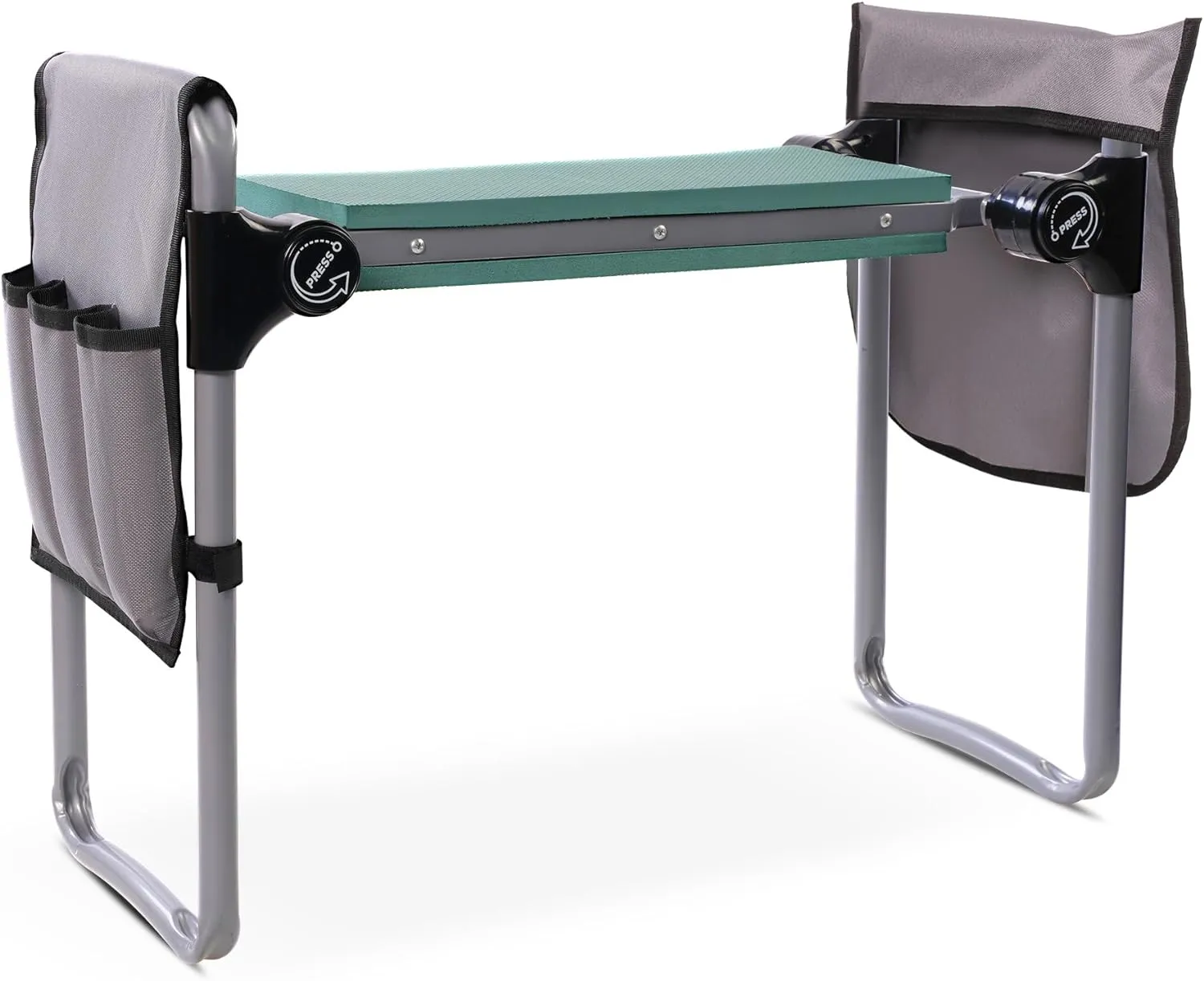 Ergonomic Garden Kneeler and Seat, Foldable Gardening Stool with 2 Tool Pouches and Kneeling Pad