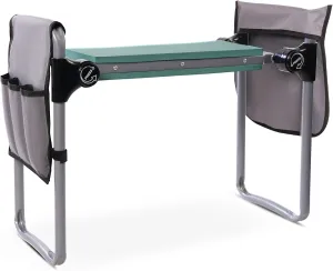 Ergonomic Garden Kneeler and Seat, Foldable Gardening Stool with 2 Tool Pouches and Kneeling Pad