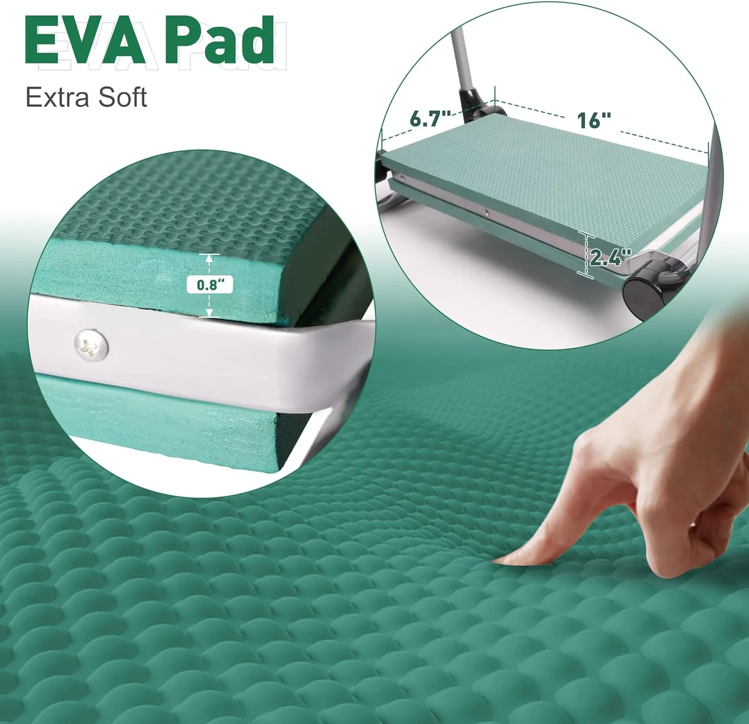 Ergonomic Garden Kneeler and Seat, Foldable Gardening Stool with 2 Tool Pouches and Kneeling Pad