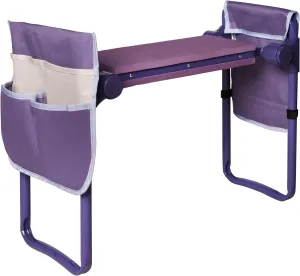 Ergonomic Garden Kneeler and Seat, Foldable Gardening Stool with 2 Tool Pouches, Purple