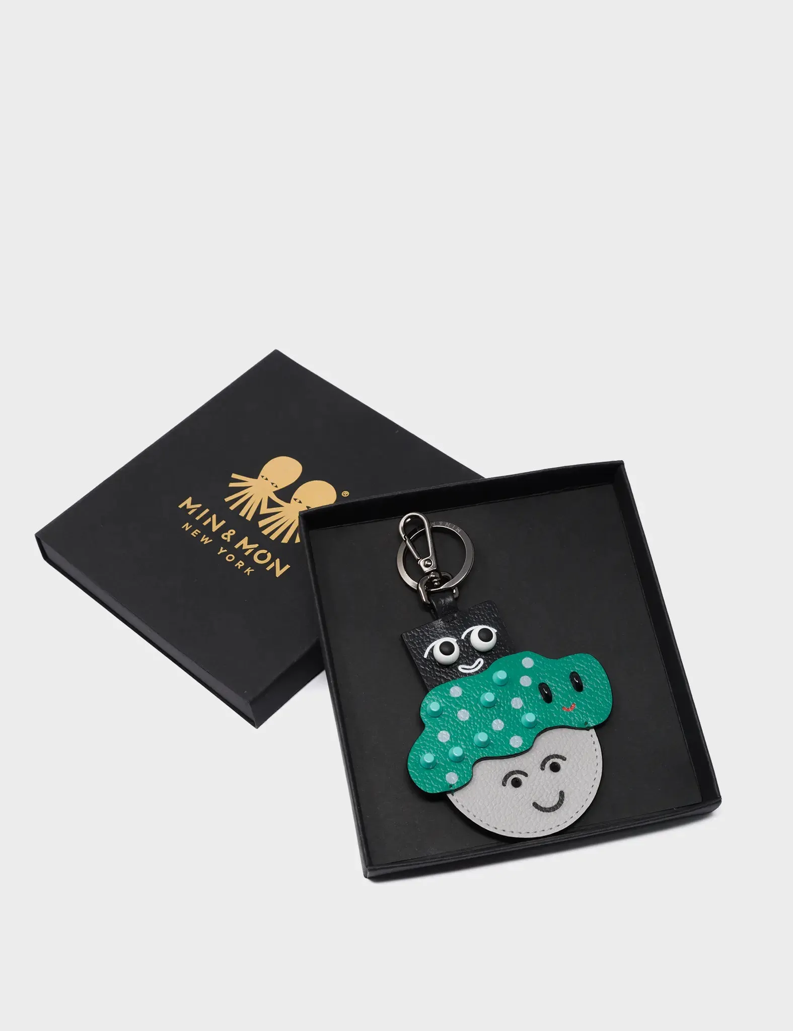 Friends Charm - Gray and Deep Green Leather Keychain