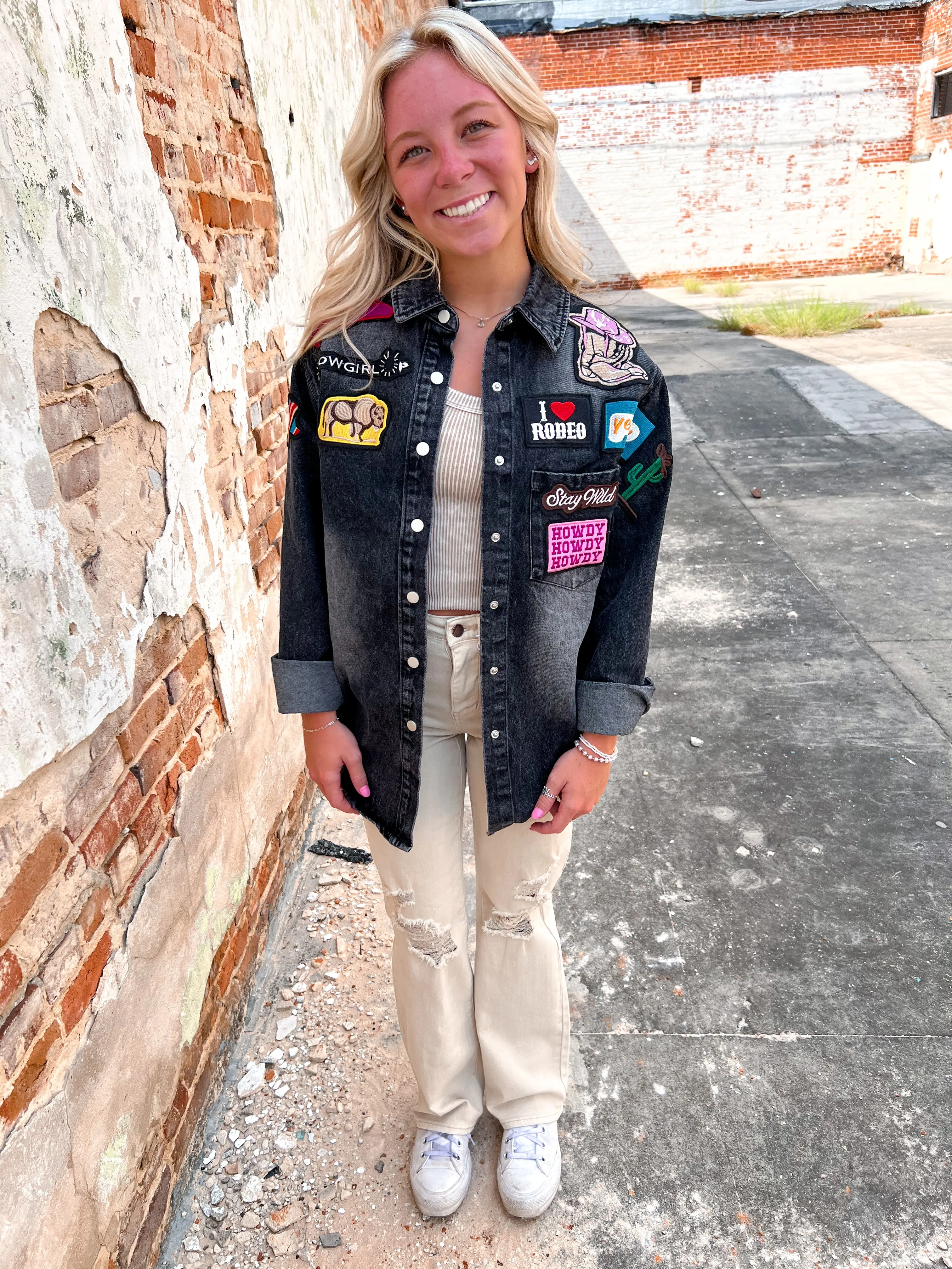 Hannah Garment Washed Western Patchwork Jacket
