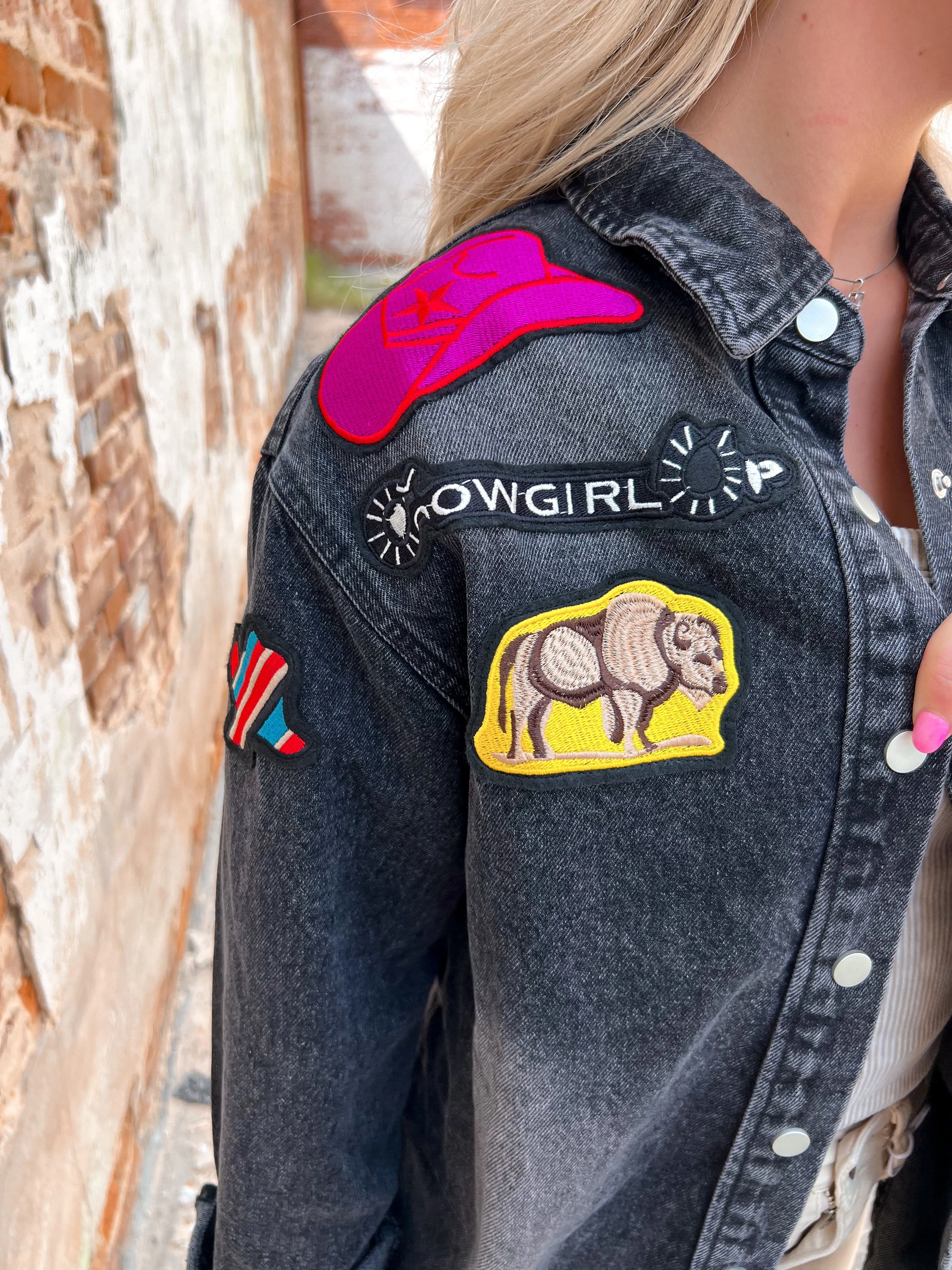 Hannah Garment Washed Western Patchwork Jacket