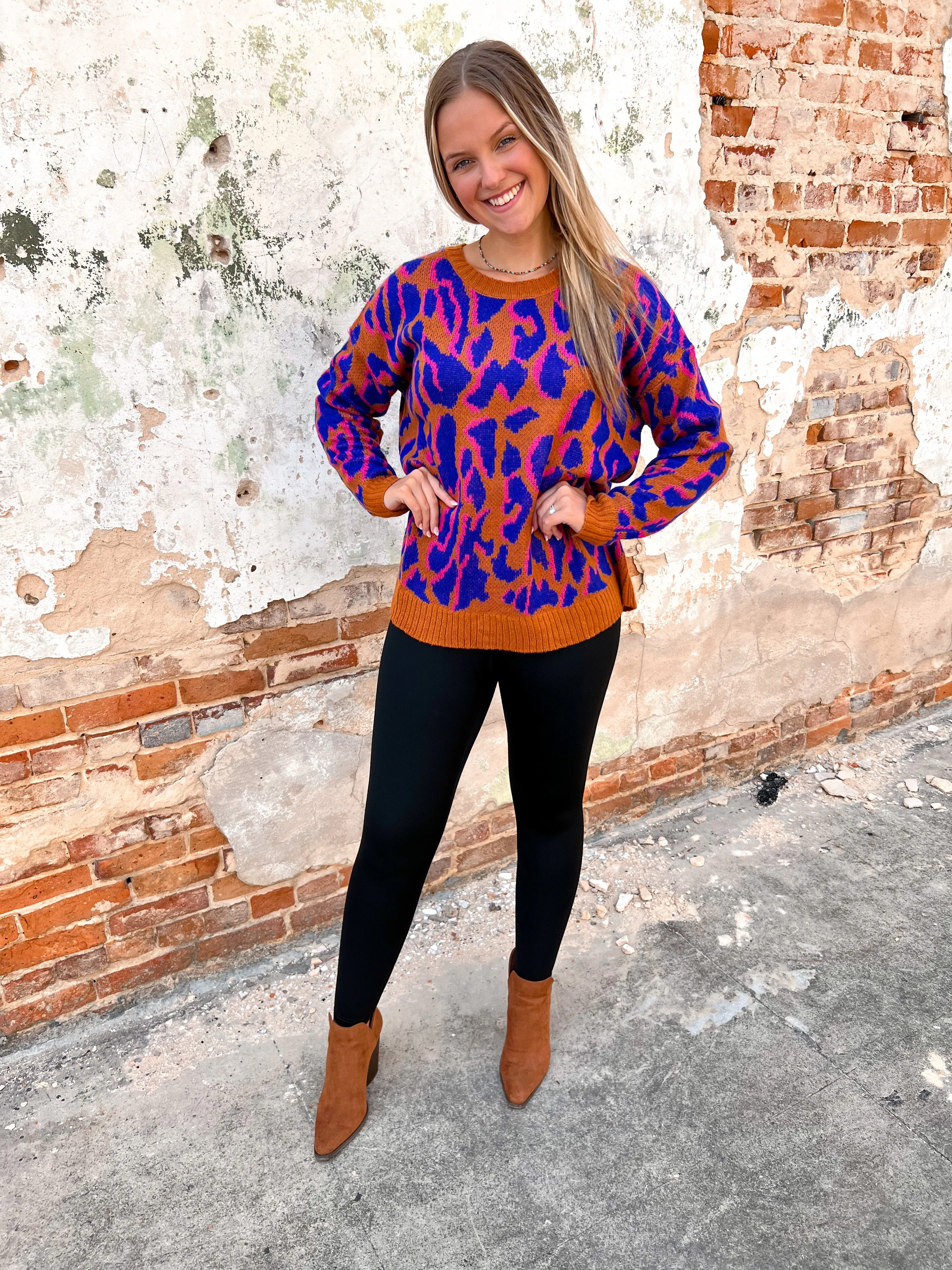 Kourtney Camel Mix Leopard Sweater