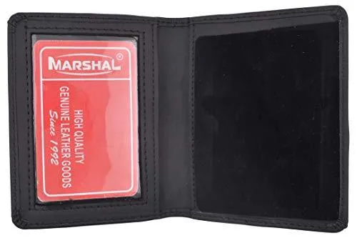 Leather Badge Holder 7 Pointed Star Compact, Low Profile Case with Single Id Window 2535TABK