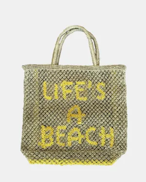 LIFE'S A BEACH JUTE BAG IN KHAKI