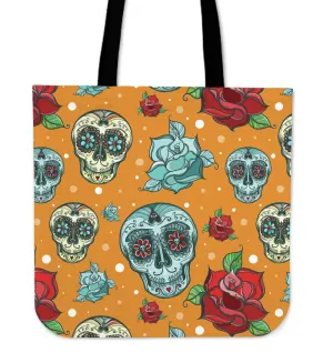 Orange Skull Cloth Tote Bag