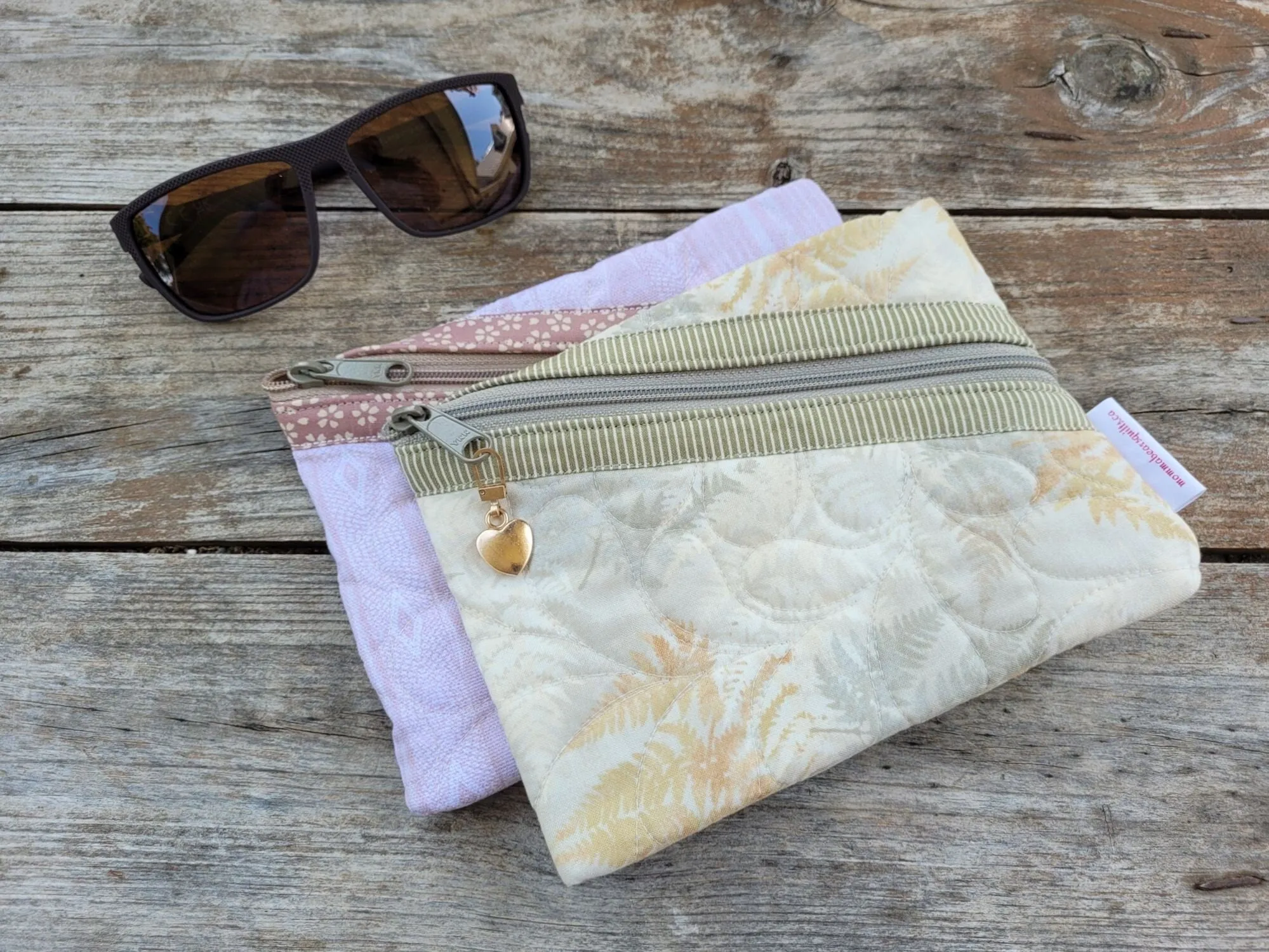Quilted Zipper Pouch | Small Makeup Bag or Fabric Coin and Card Purse