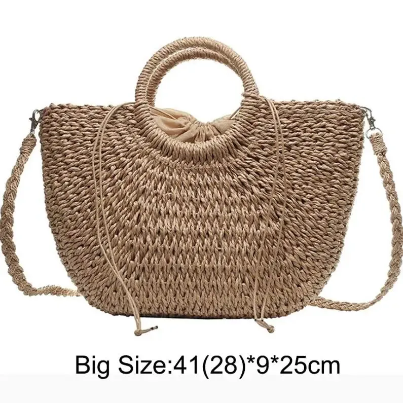 Summer Handmade Moon Straw Bag for Women