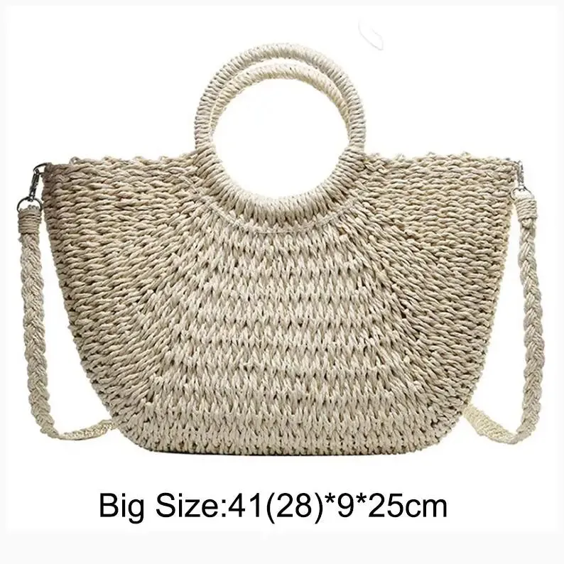 Summer Handmade Moon Straw Bag for Women