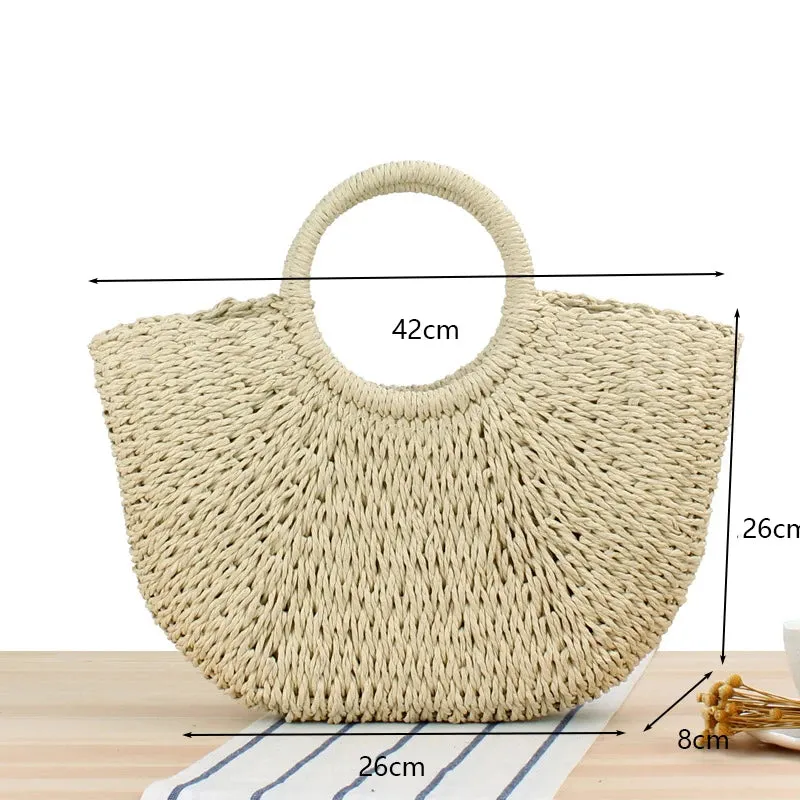 Summer Handmade Moon Straw Bag for Women