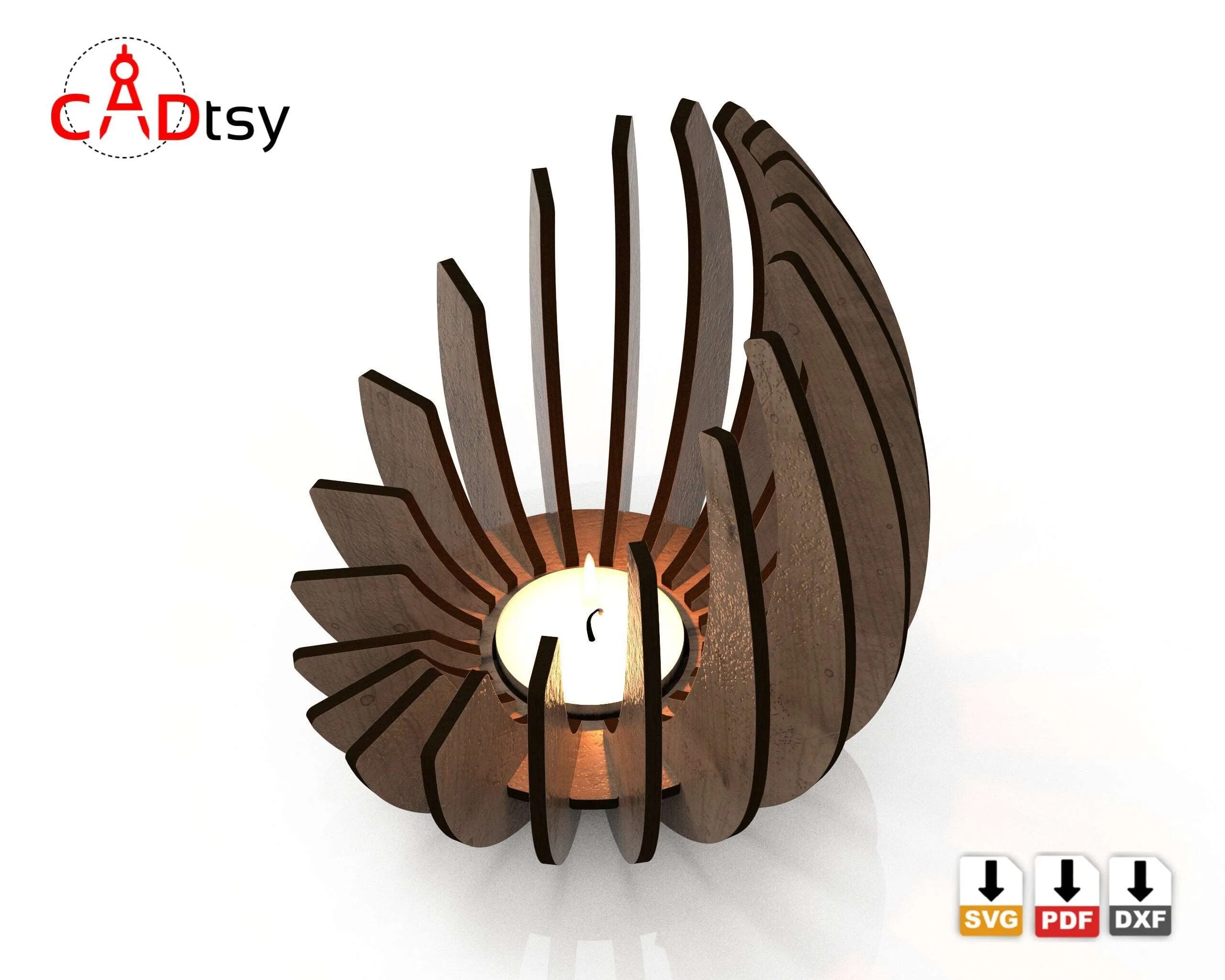 Tea Light Candle Holder DXF / SVG - Laser Cut, Cricut / Glowforge Compatible, CNC Pattern