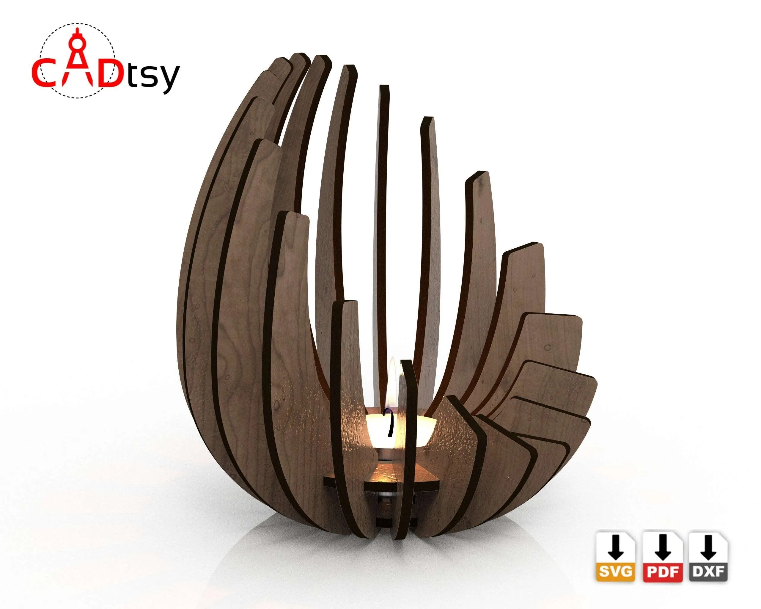 Tea Light Candle Holder DXF / SVG - Laser Cut, Cricut / Glowforge Compatible, CNC Pattern