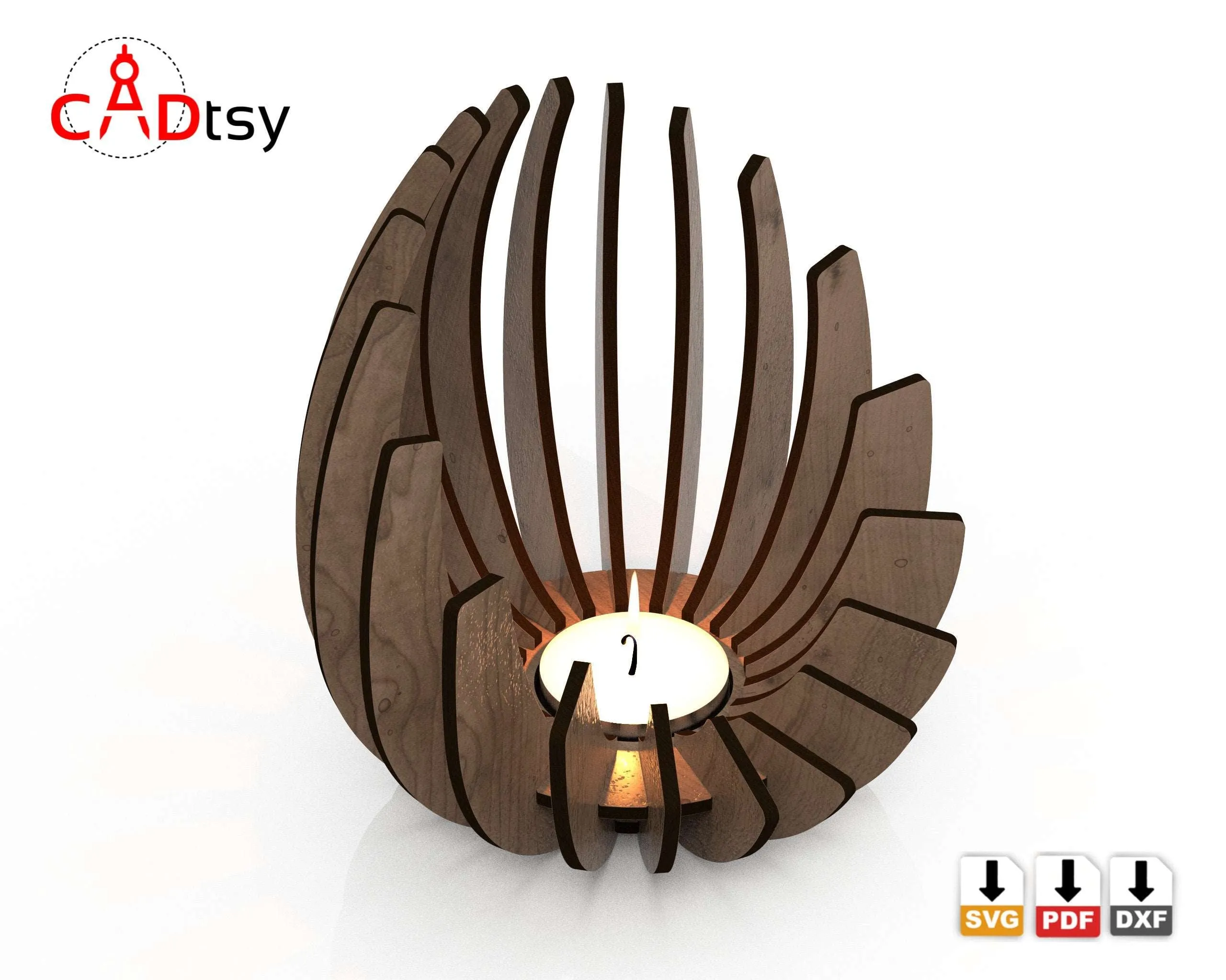 Tea Light Candle Holder DXF / SVG - Laser Cut, Cricut / Glowforge Compatible, CNC Pattern