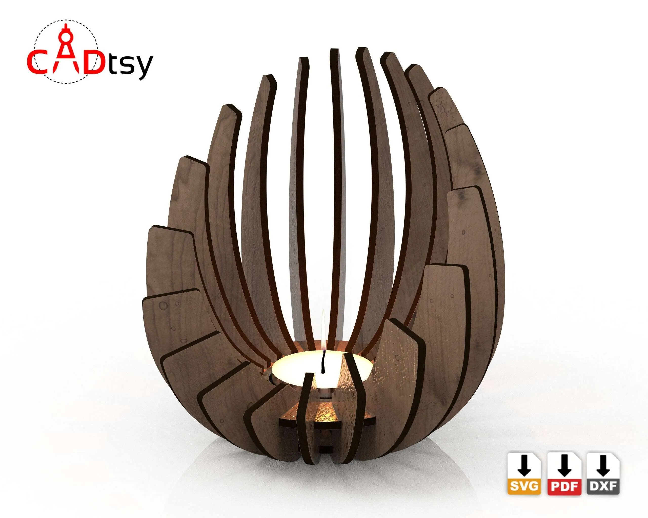 Tea Light Candle Holder DXF / SVG - Laser Cut, Cricut / Glowforge Compatible, CNC Pattern