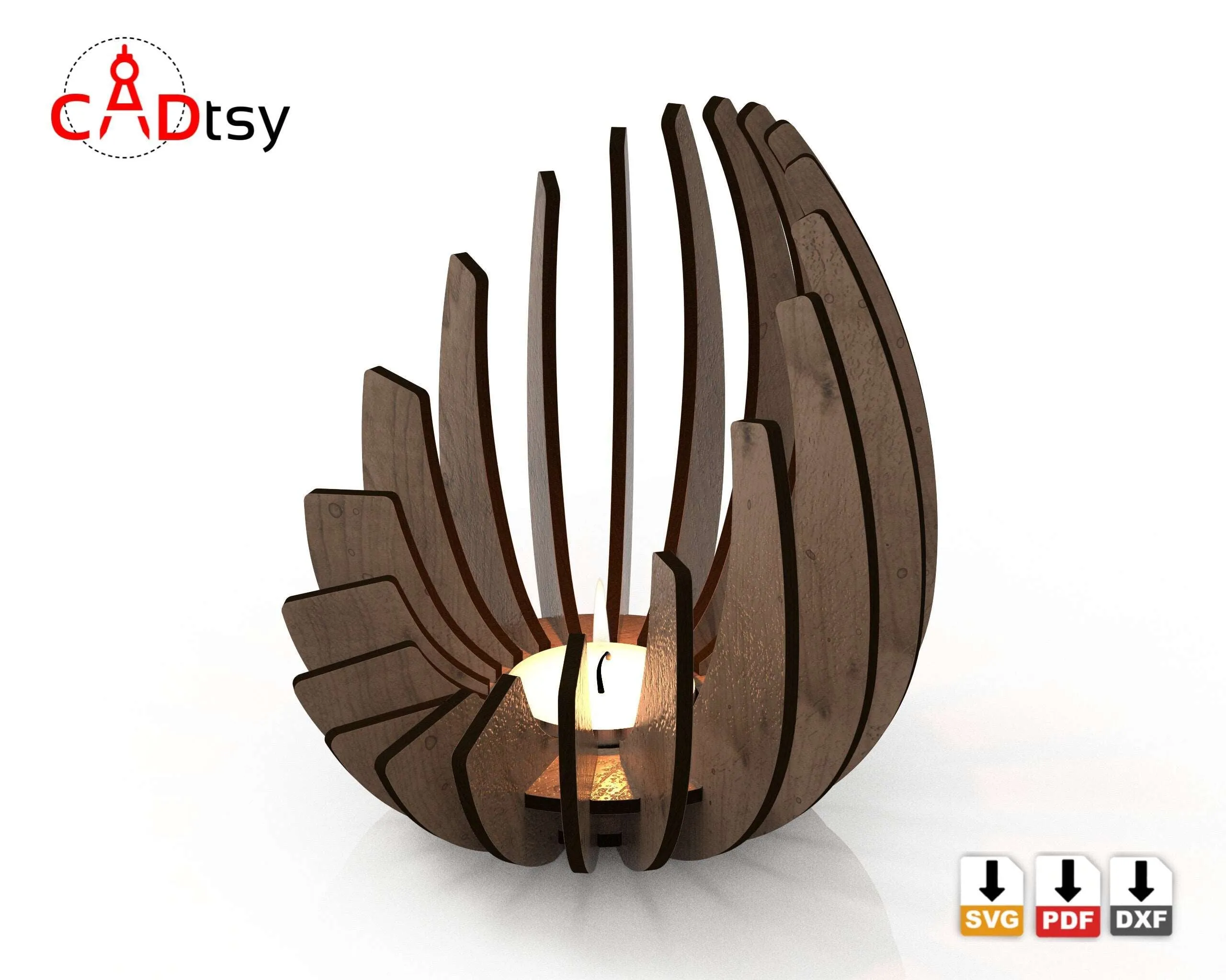 Tea Light Candle Holder DXF / SVG - Laser Cut, Cricut / Glowforge Compatible, CNC Pattern