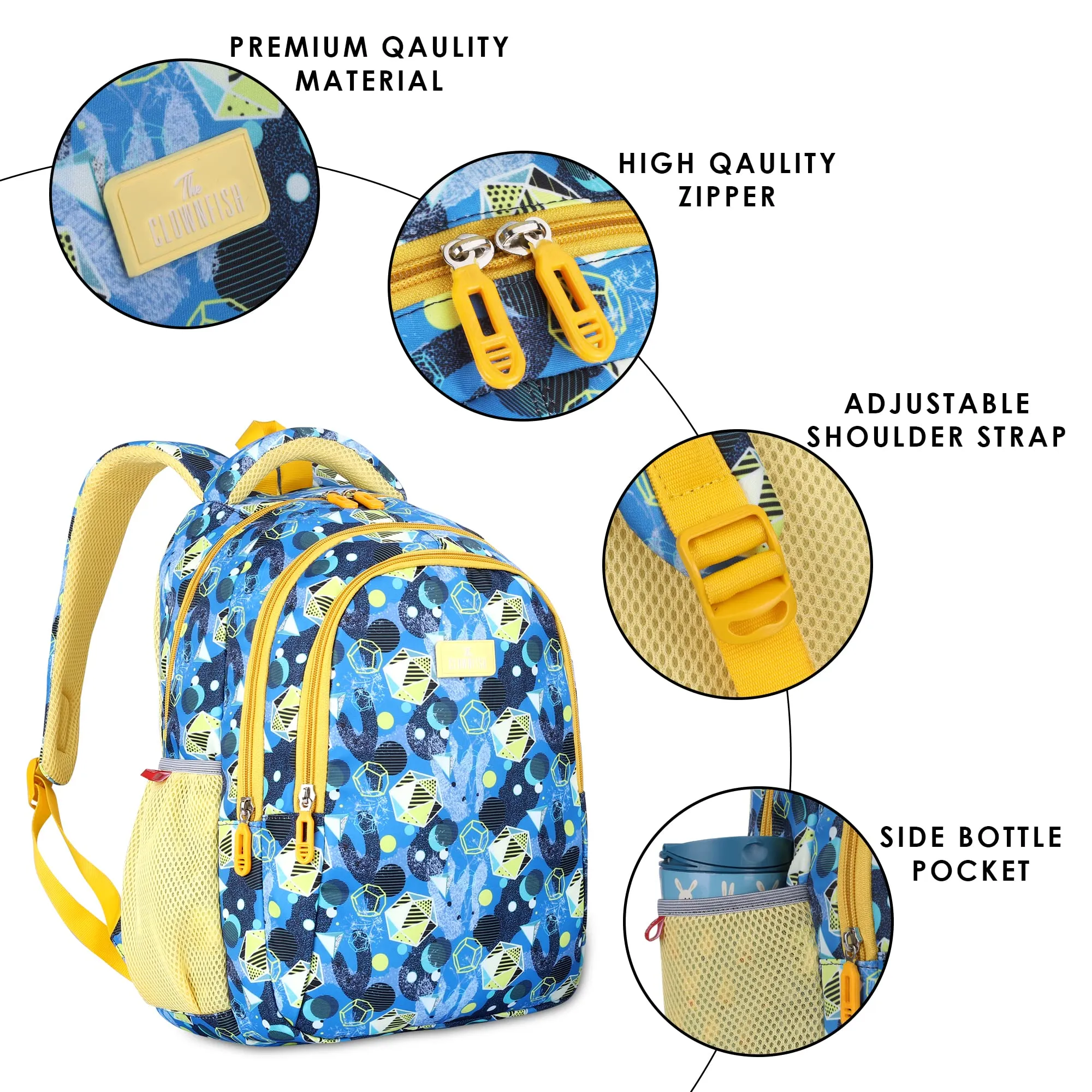 THE CLOWNFISH Scholastic Series Printed Polyester 30 L School Standard Backpack With Pencil/Staionery Pouch School Bag Daypack Picnic Bag For School Going Boys & Girls Age 8-10 Years (Light Blue)