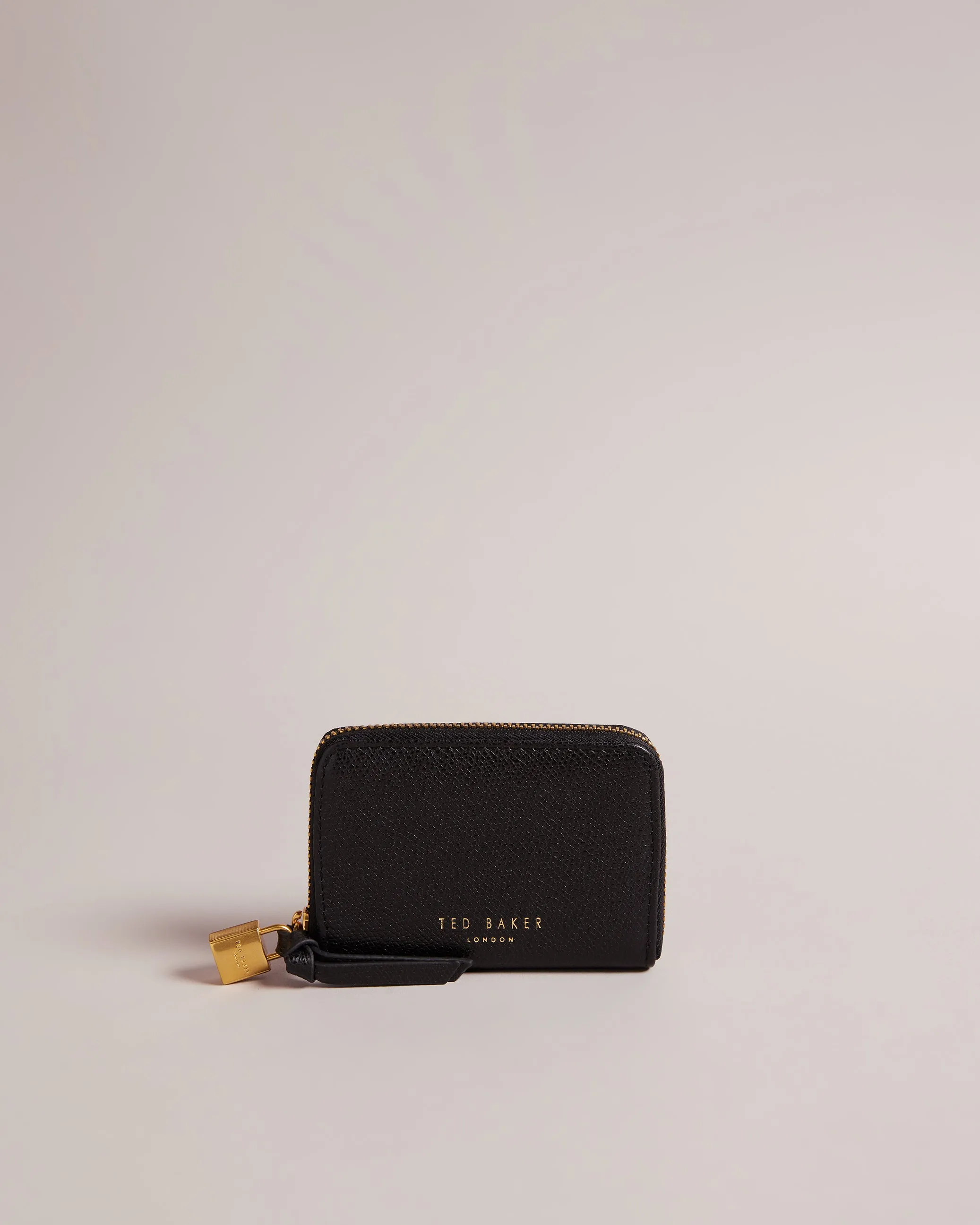 Wesmin Padlock Small Leather Purse Black